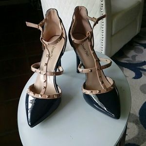 WORN ONCE PATENT BLUE HEELS